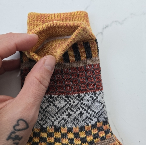 Bohemian | Granola yellow gray maximalist print Gorpcore tube socks - Picture 3 of 7